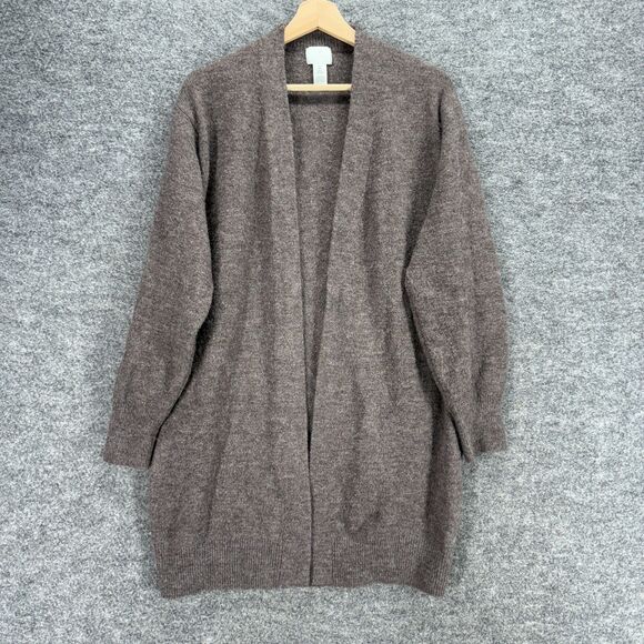 H&M Cardigan Women S Small Gray Open Front Knit Wool Long Sleeve Casual Solid - Picture 1 of 7